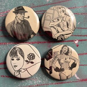 Vintage Magazine Button Pins
